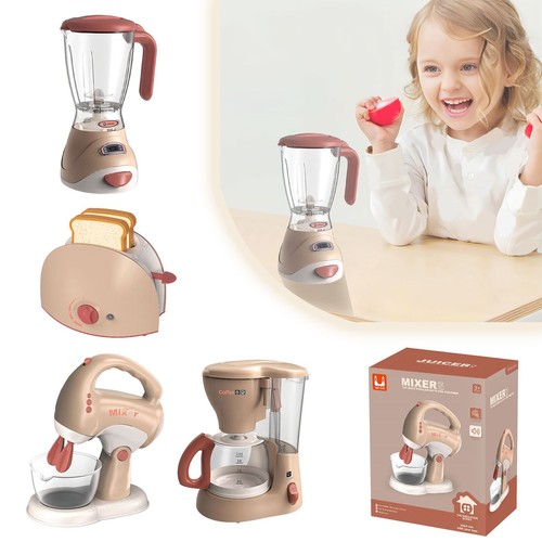 Kids Pretend Play Kitchen Appliances Set Realistic Toy With Lights For Cooking