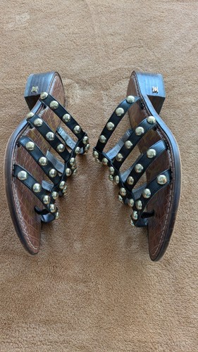 Sam Edelman black leather low heel stud thong sandal slide, size 8.5M - Picture 6 of 7