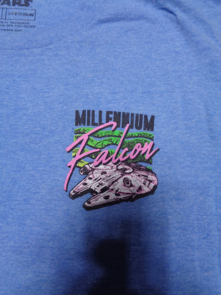 Star Wars Shirt Child Small Blue Millennium Falcon Sci-Fi Short Sleeve Boys - Image 3 of 4