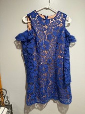 NWT ASOS Blue Lace Cold Shoulder Mini Dress Size 4