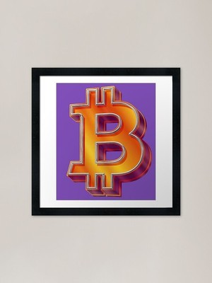 3D Bitcoin Symbol - Glossy Gold & O Framed Wall Art Poster Canvas Print Picture