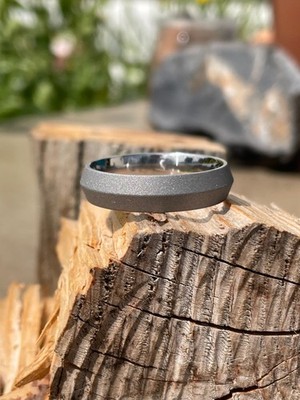 Sandblasted Knife Cut Profile Band, Men's Wedding or Anniversary Ring, 6mm Wide