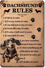Tin Metal Signs Vintage Wall Art Dachshund Rules Bathroom Signs Decor for Pu