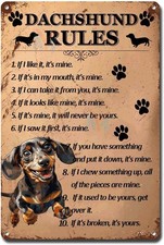 Vintage Dachshund Rules Bathroom Tin Metal Signs Home D cor 8x12