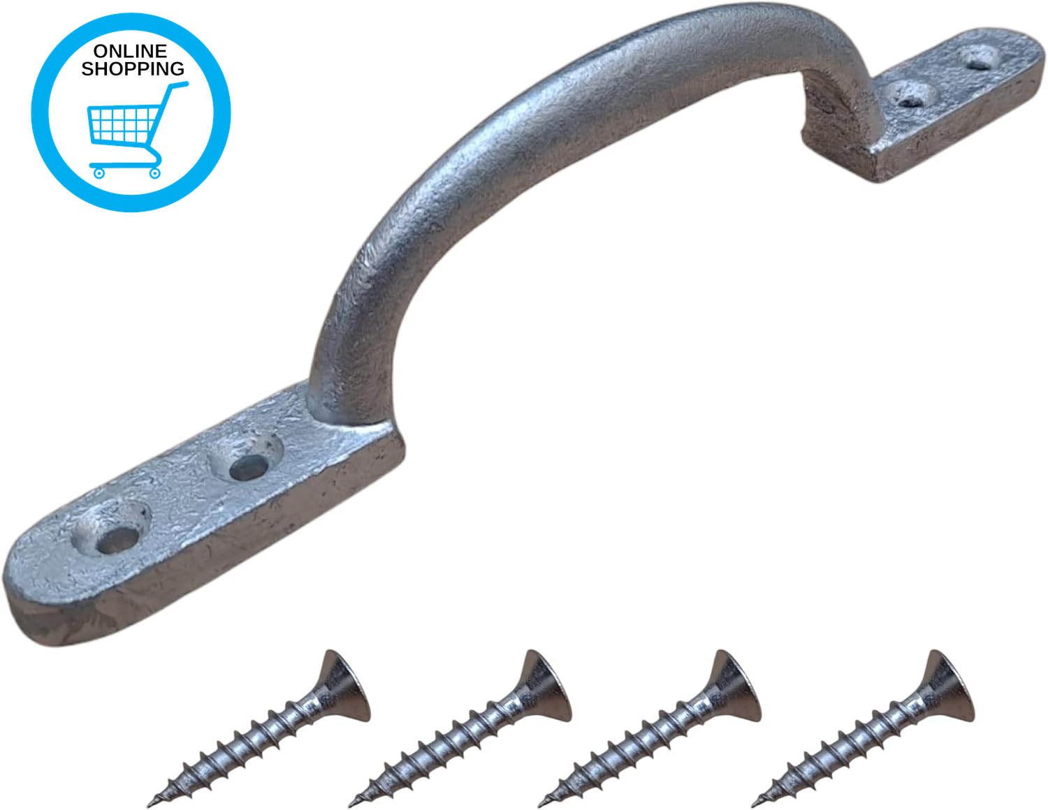 6"" Galvanised Cast Iron D Handle – Hot Bed Pull Handle for Gates, Sheds, Doors &