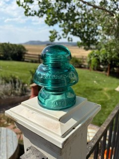 CD 190/191 [30] Hemingray 50 blue aqua 2 part glass transposition insulator