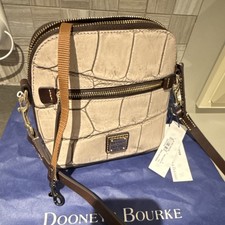 Dooney & Bourke Crocodile Beige Dome Crossbody Bag Adjustable Strap Zip