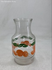 Vintage Anchor Hocking Clear Orange Slice Print Glass Serving Juice Pitcher