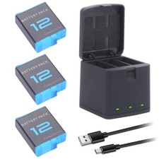 3-Pack Hero 12/11/10/9 Batteries with 3 Channel for GoPro Hero 12, 11,10,9