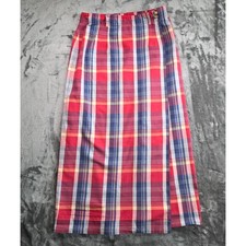 Vintage Talbots Women s Plaid Wrap Midi Skirt Red Blue Size 8 Cotton
