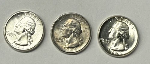 Choice Unc 1946 P+D+S Washington Quarter Collection Lot Set