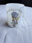 VTG 1972 Federal Milk Glass Holly Hobbie Mug "Start Each Day in a Happy Way"