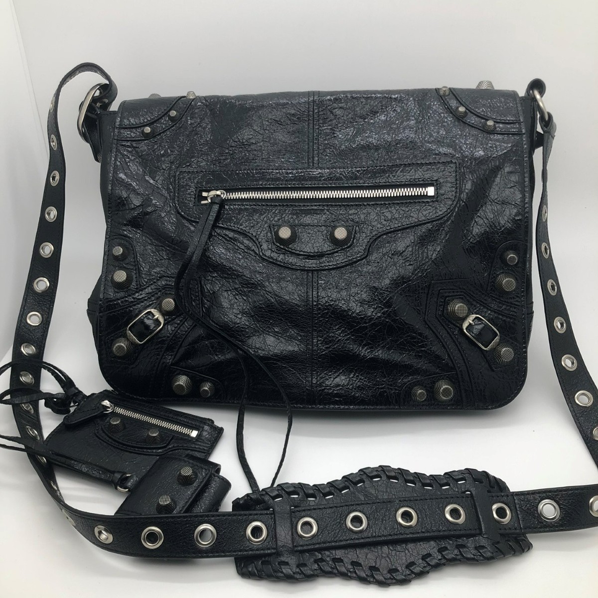 BALENCIAGA Le Cagole ブラックメッセンジャーバッグ Balenciaga Messenger Le Cagole Shoulder Bag Black Leather Origin