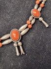 Vintage Navajo Red Jasper? Squash Blossom Naja Necklace Sterling Silver Handmade — photo 4