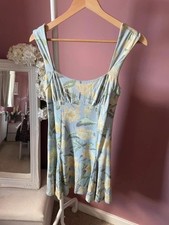 ASOS Design Blue Yellow Floral Mini Dress | Size 10 | Summer Holiday Casual