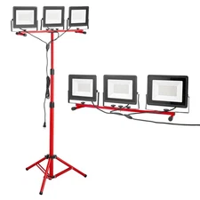 Uimoso LED Work Light with Tripod Stand Three-Head Portable Design, 21000 Lumens