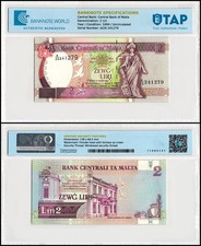 Malta 2 Liri, L.1967 (1994), P-45d, UNC, Authenticated