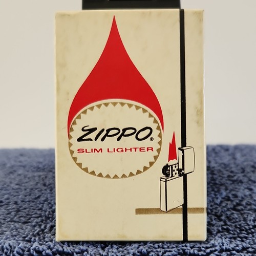 Vintage Zippo Slim High Polish Lighter No.1610 Cigarette Theme with Box & Insert