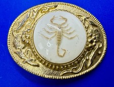 Vintage Genuine Real Scorpion Incased in Resin Oval Western Style Belt Buckle