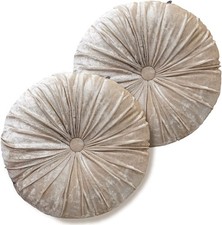 Verpert Pack 2Round Floor Cushions Pillow, Solid Color Velvet Meditation