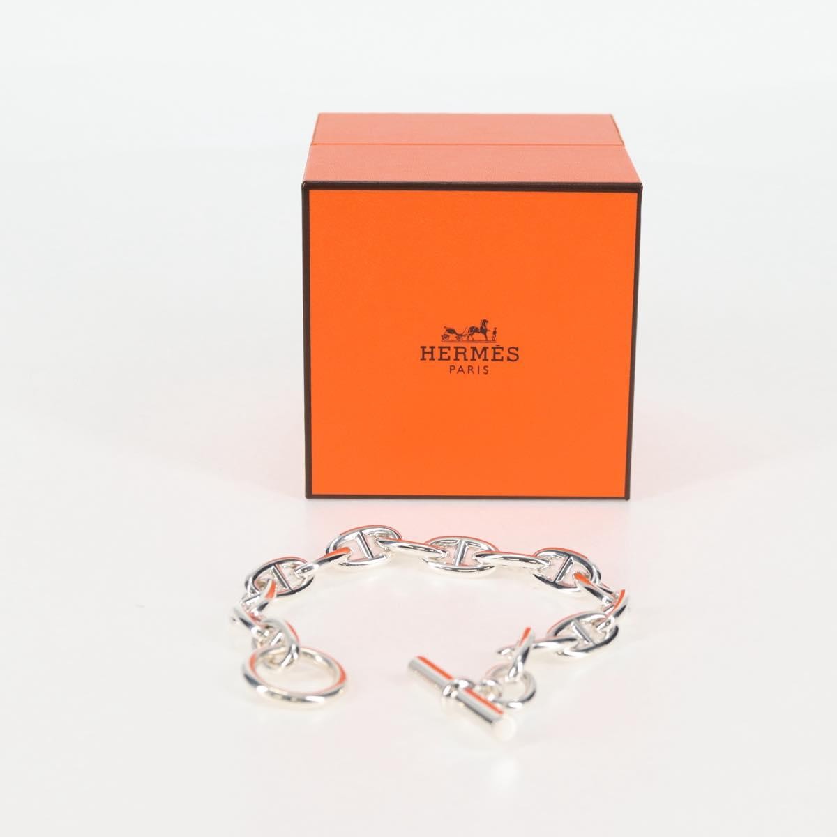 HERMES Chaine d'Ancre GM Bracelet Ag925 15 Links Silver Auth