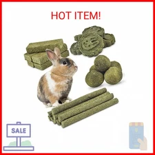 ERKOON 25Pcs Bunny Chew Toys, 100% Natural Timothy Hay Biscuit&Treats Sticks, Ch