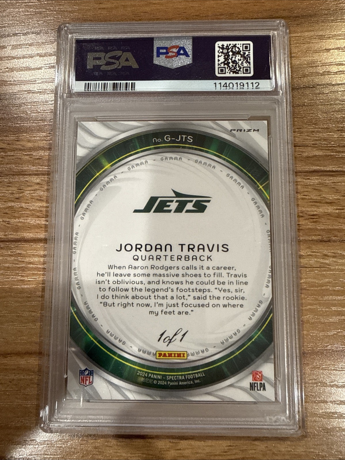 2024 Panini Spectra - Gamma Jordan Travis 1/1 GOLD PSA 10 view 2