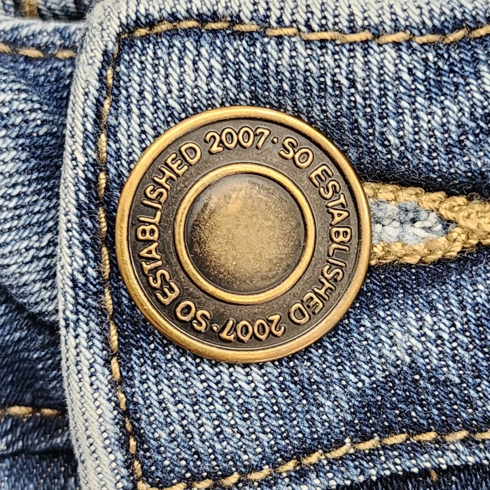 SO Jeans Womens 5 Juniors Blue High Rise Kick Cropped Distressed Raw Hem Stretch - Image 2 of 4