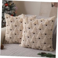 Christmas Pillow Covers 18x18 inch Set of 2 Xmas 18" x 18" Pack of 2 Beige