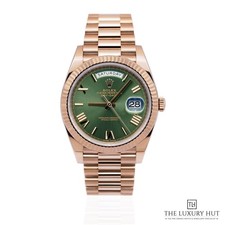 Rolex Day-Date 40 - 228235 - 2017, Box & Papers Everose Gold Olive Green ‘Ann...