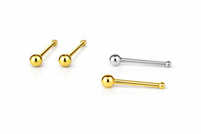 14k Yellow or White Gold Ball Nose Piercing Stud