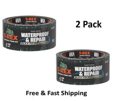 T-Rex Ferociously Strong Black Waterproof and Repair Tape 1.88 in x 10 yd 2 Pk 