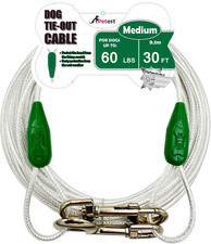 Petest 30Ft Reflective Tie-Out Cable for Medium Dogs up to 60 Pounds