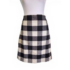 Talbots Black and White Plaid Wool Blend Pencil Skirt Twee Quirky Women's Size 6