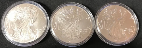 lot of 3 Silver Eagles 2- 2024 W and 1- 2026 W Briliant Uncirculated
