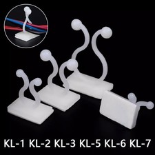 20Pc KL-1/2/3/5/6/7 White Nylon Self-Adhesive Twist Locks Holder Cable Tie Clips