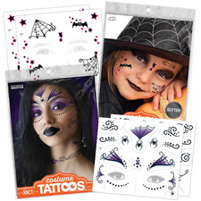 Halloween Witch Costume Temporary Tattoos Magical Tattoo Kit for Kids, Include