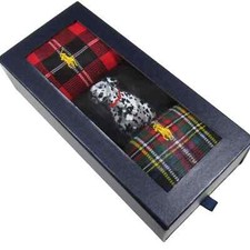 NWT NIP POLO RALPH LAUREN Men's Socks 3-Pk Holiday Tartan Dog Crew Giftbox Set N
