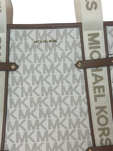 Michael Kors Maeve Vanilla/Lugg LG Logo Open Tote Large Handbag NWT(D177) - Picture 5 of 10