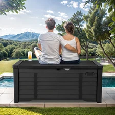 Large Outdoor Cushion Storage Box 120 Gallon Black Storage Container Bench Seat