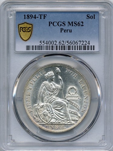 1894-TF Sol Peru - Uncirculated, PCGS MS 62