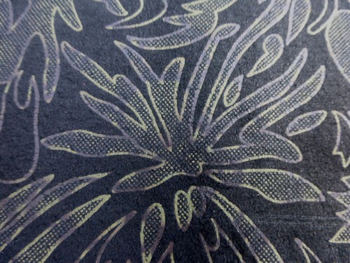 Pigskin leather suede hide Bronze on Black Victorian Floral Scroll Print - Picture 5 of 8