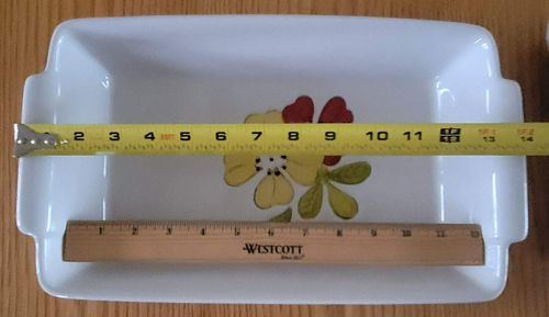 Laurie Gates California White Stoneware Bakeware  Floral 13x8.5 Rectangular - Bild 4 von 5