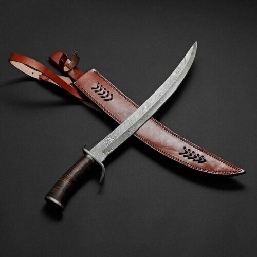 ESPADA CORTA DE CAZA DE ACERO DAMASCO FORJADO A MANO PERSONALIZADA HECHA A MANO ESPADA VIKINGA - Imagen 2 de 3