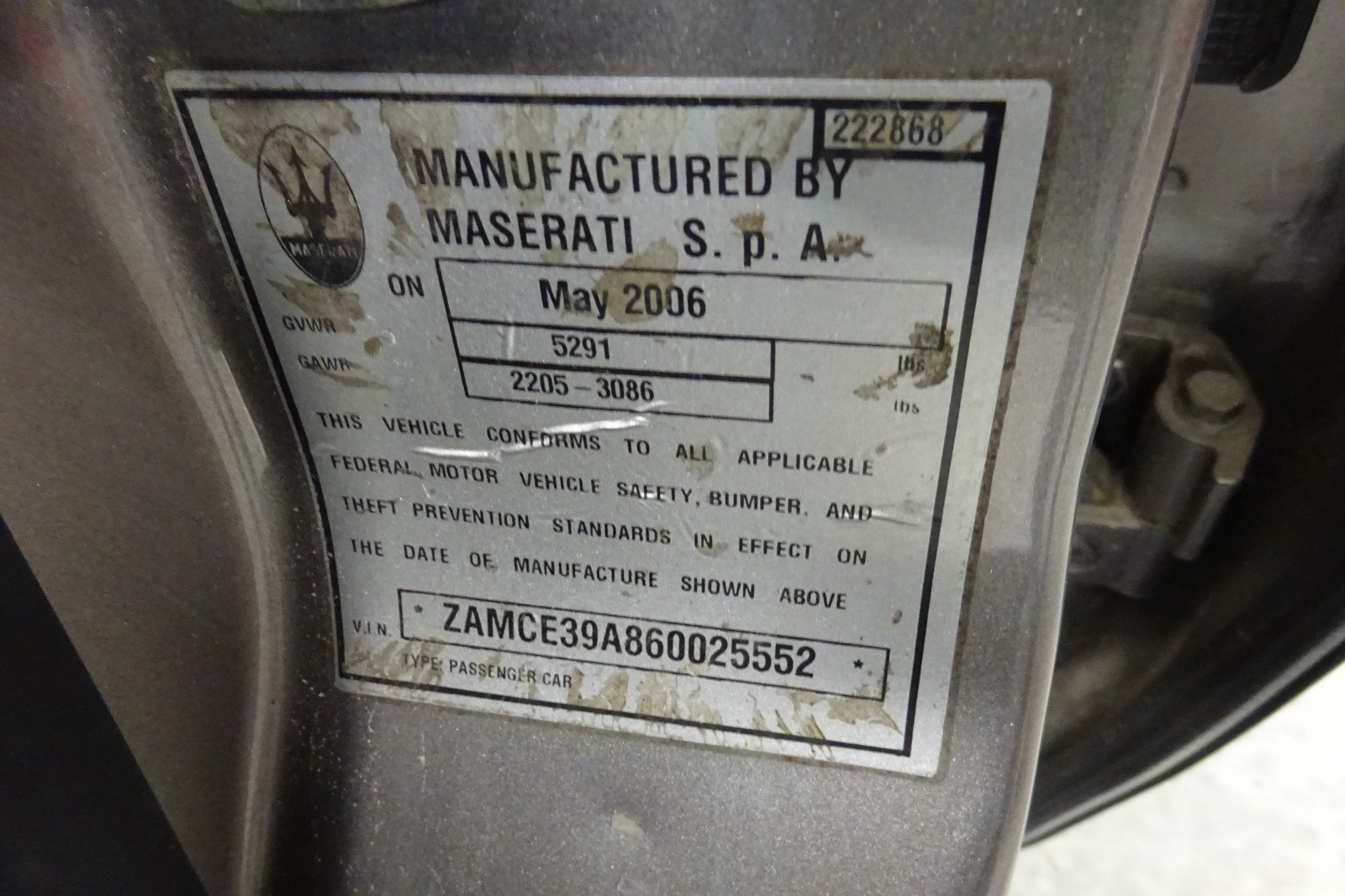 ENGINE 2006 MASERATI QUATTROPORTE 4.2L MOTOR WITH 59,299 MILES