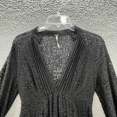 Free People Dress Womens 2 Black Lace Long Sleeve Flowy Boho Goth Witchcore Mini | eBay Free People Dress Womens 2 Black Lace Long Sleeve Flowy Boho Goth Witchcore Mini | eBay
