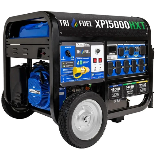 DuroMax XP15000HXT - 12,000 Watt Electric Start Tri-Fuel Portable Generator w...