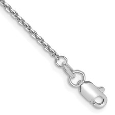 10" 14k White Gold 1.45mm Solid Shiny-Cut Cable Chain Anklet