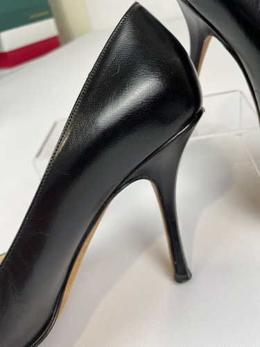 Jimmy Choo London Black Leather Stiletto Pumps Classic 4” Heels Sz EU 39 US 8 - Picture 12 of 24