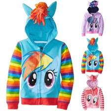 Kids Boys Girls My Little Pony Hoodie Wings Jacket Twilight Rainbow Dash Sweater